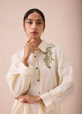 A Model Wearing White Poplin The Vista Everyday Classic Organic Cotton Shirt Dress, curated by Only Ethikal